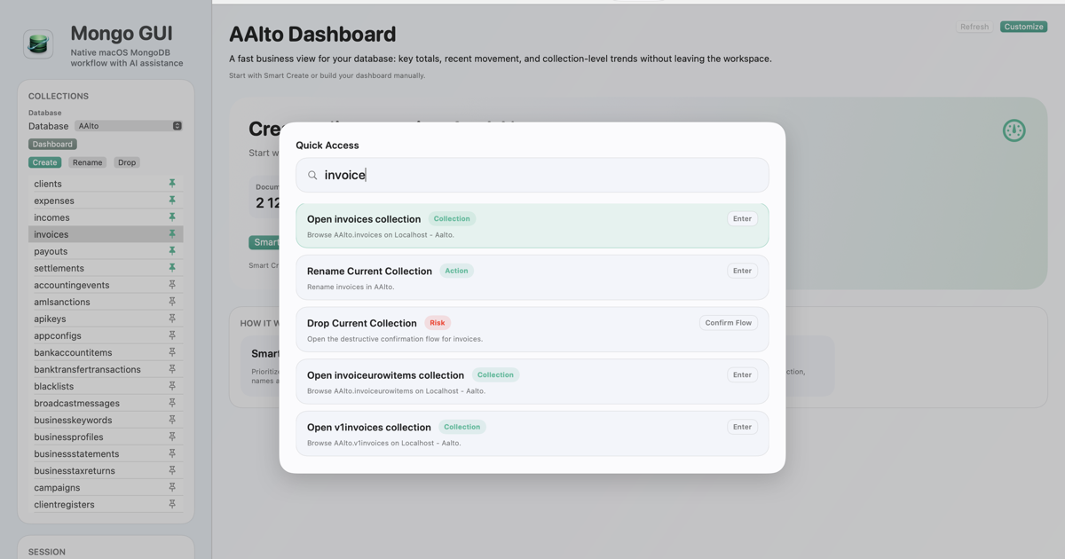 Nocodb Gui Mongo GUI | Native MongoDB workflow for macOS